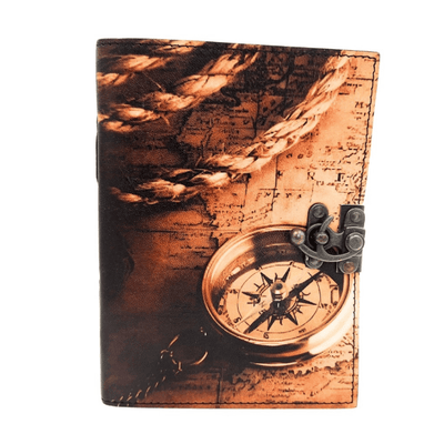 Leather Notebook Compass Retro Vintage 200 Pages – Gift for a Traveler - AH10A