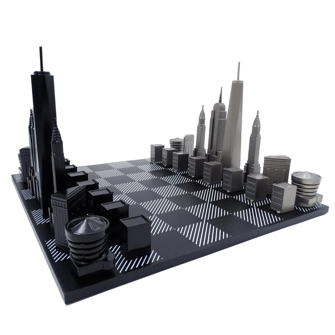 Designové šachy Skyline New York z nerezové oceli – NY