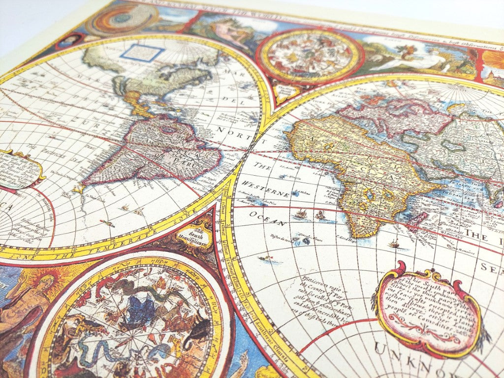 Retro World Map - 52 x 39 cm - John Speed 1651 - M1651