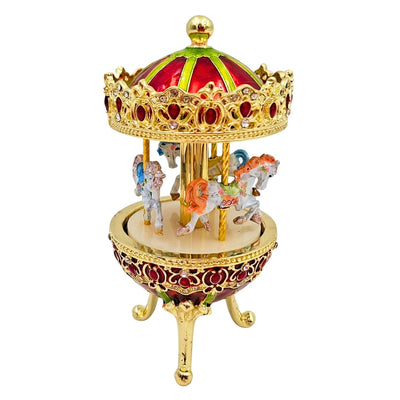 Cutie muzicală metalică carusel - decorațiune premium - cadou pentru fetiță - MX-014