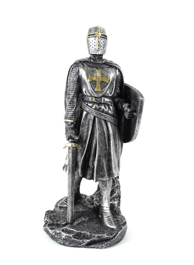 Figura de caballero cruzado de 30 cm con grabado
