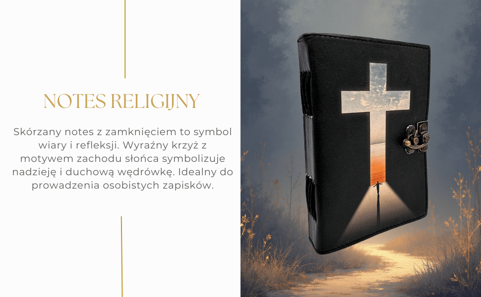 Carnet din piele, cruce religioasă - 200 pagini - AH15