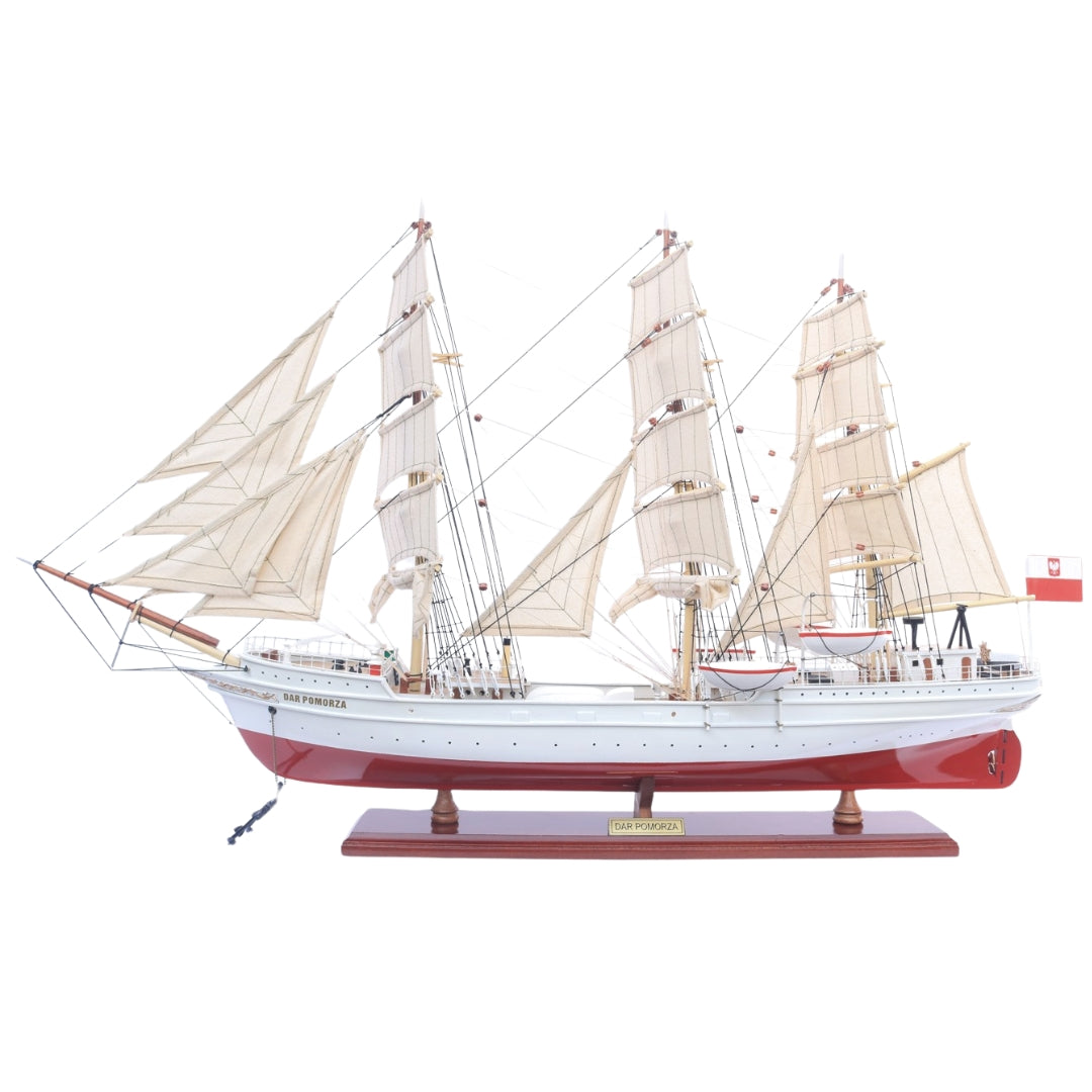 Ekskliuzyvinis burlaivio „Dar Pomorza“ modelis, 82 cm, su galimybe personalizuoti graviruojant