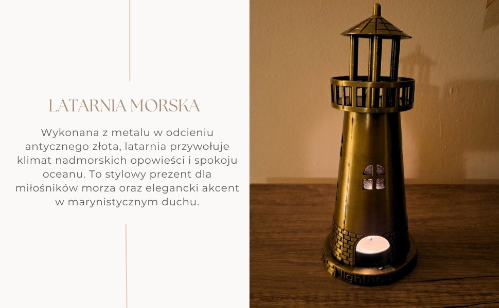 Figurină far maritim, suport pentru lumânare tealight 18cm - LT