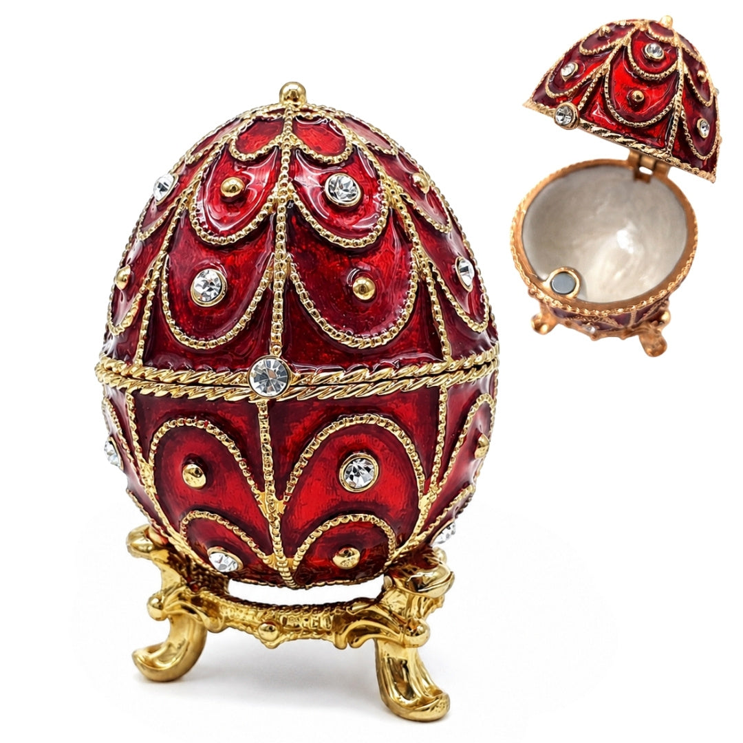 Exclusive Metal Casket with Crystals - Fabergé Egg - B0748-17 RD