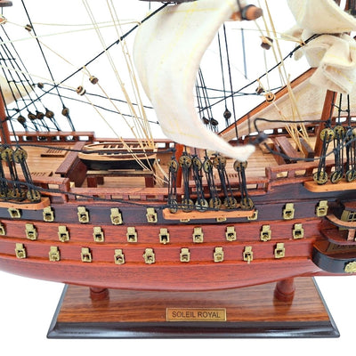 Assembled 46 cm Soleil Royal sailing ship model - Handcrafted from exotic wood with the option of personalization by engraving