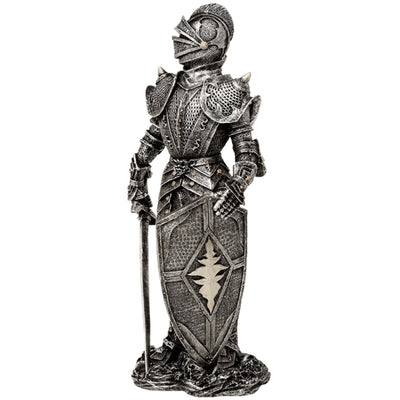 Dekorativní figurka rytíř ve stříbrné zbroji výška 30 cm - MC-23053