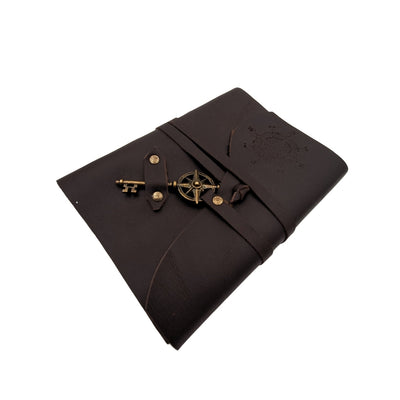 Retro Leather Notebook with Compass Rose 200 Pages - Gift for a Sailor - AH03