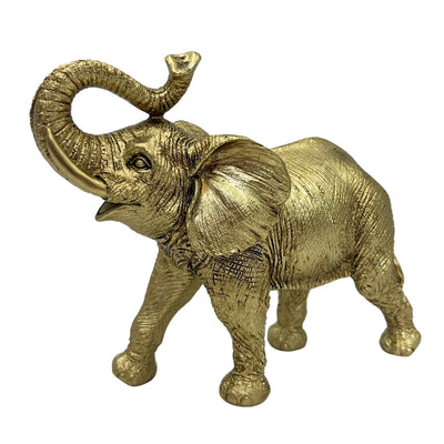 Gold Elephant with Raised Trunk – Little Elephant Decorative Figurine - 141FJZ