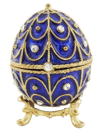 Exkluzivní kovová šperkovnice s krystalky - Fabergého vejce - B0748-17 BL