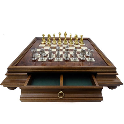 Velké exkluzivní šachy Italfama z pozlaceného kovu 53x53 cm – N137