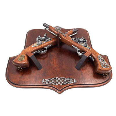 Replicas of 2 Flintlock Pistols on a Hanger – for Wall Mounting – TR-237