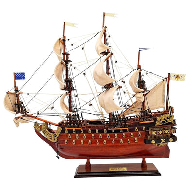 Assembled 46 cm Soleil Royal sailing ship model - Handcrafted from exotic wood with the option of personalization by engraving