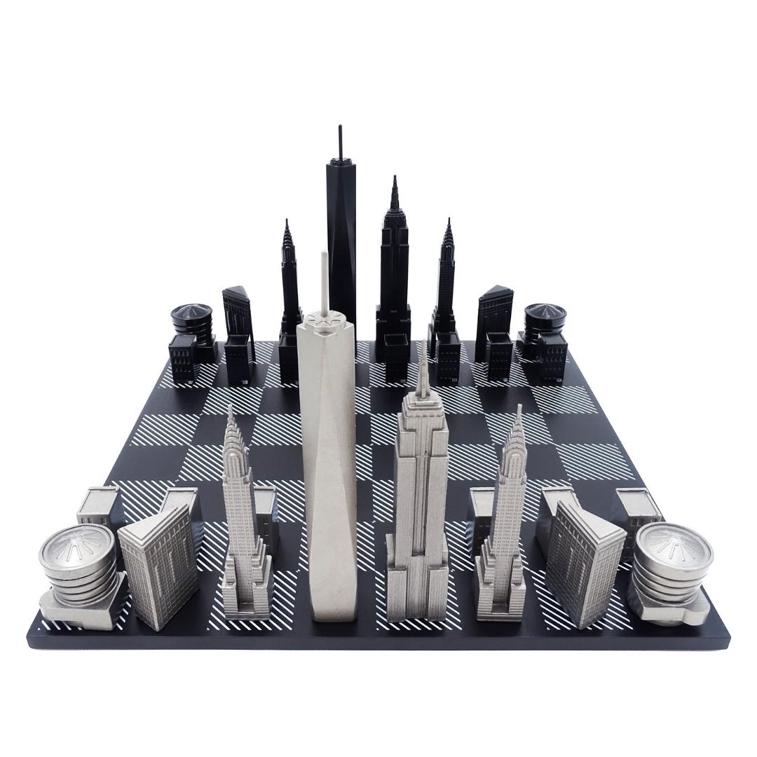 Designové šachy Skyline New York z nerezové oceli – NY