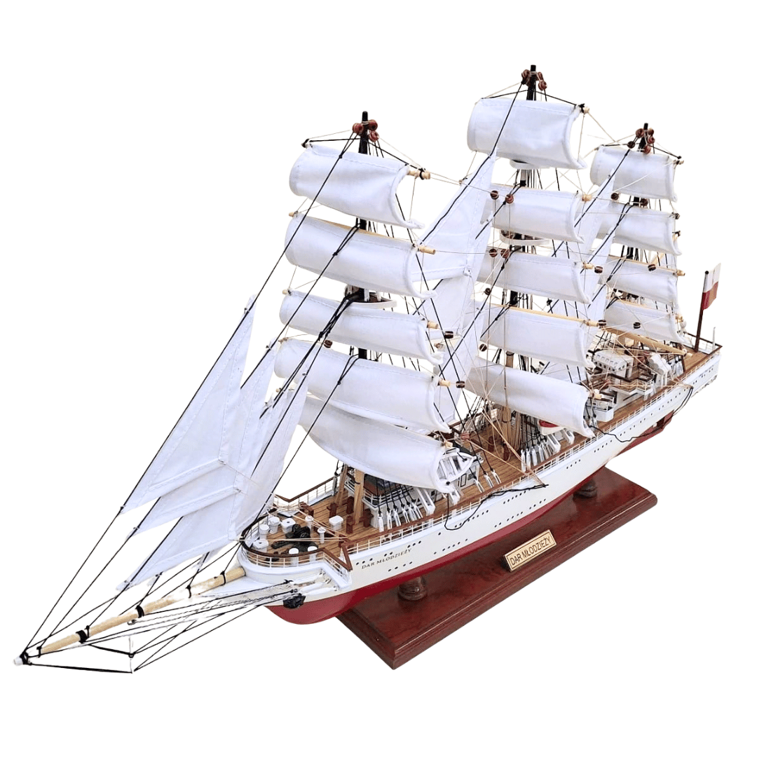 Exclusive XXL 71 cm Dar Młodzieży sailing ship model, with the option of personalization by engraving