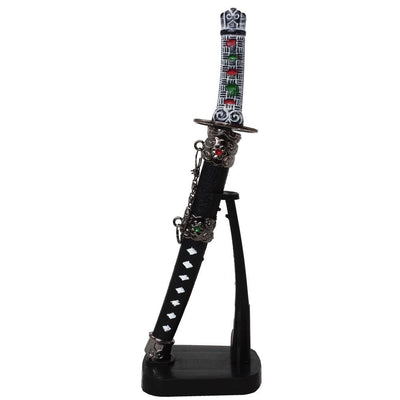 Personalized Samurai Sword-Shaped Letter Opener with Engraving, on a Stand, 21 cm High