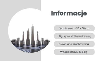 Designové šachy Skyline New York z nerezové oceli – NY
