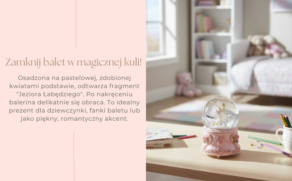 Hrací skříňka s tančící baletkou ve skleněné kouli 15cm – MG-963