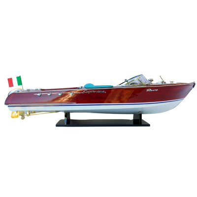 Exkluzivní model motorového člunu Reeva Aquarama 87cm - velký dřevěný model klasického italského motorového člunu – 4P-90
