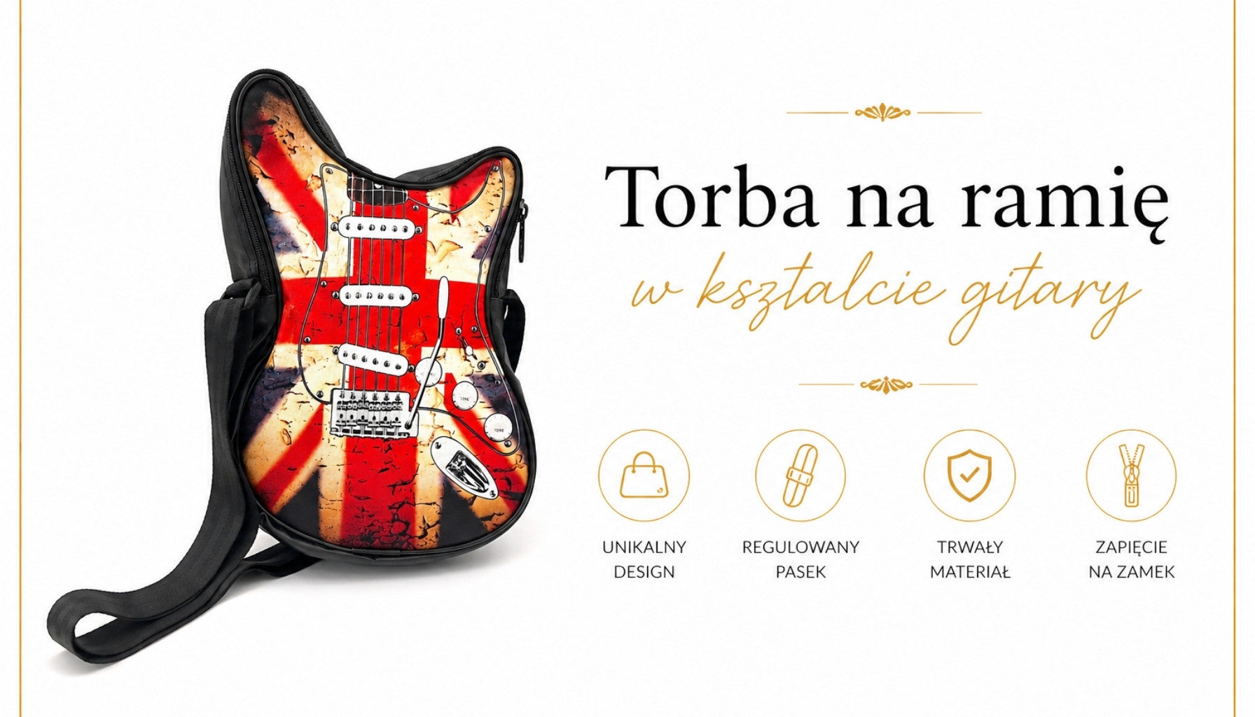 Guitar-Shaped Shoulder Bag – British Flag – Gift for a Music Fan - RBG-008