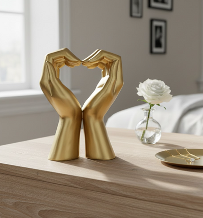 Zlatá dekorativní figurka Glamour – srdce z dlaní 
- 44190FJ
