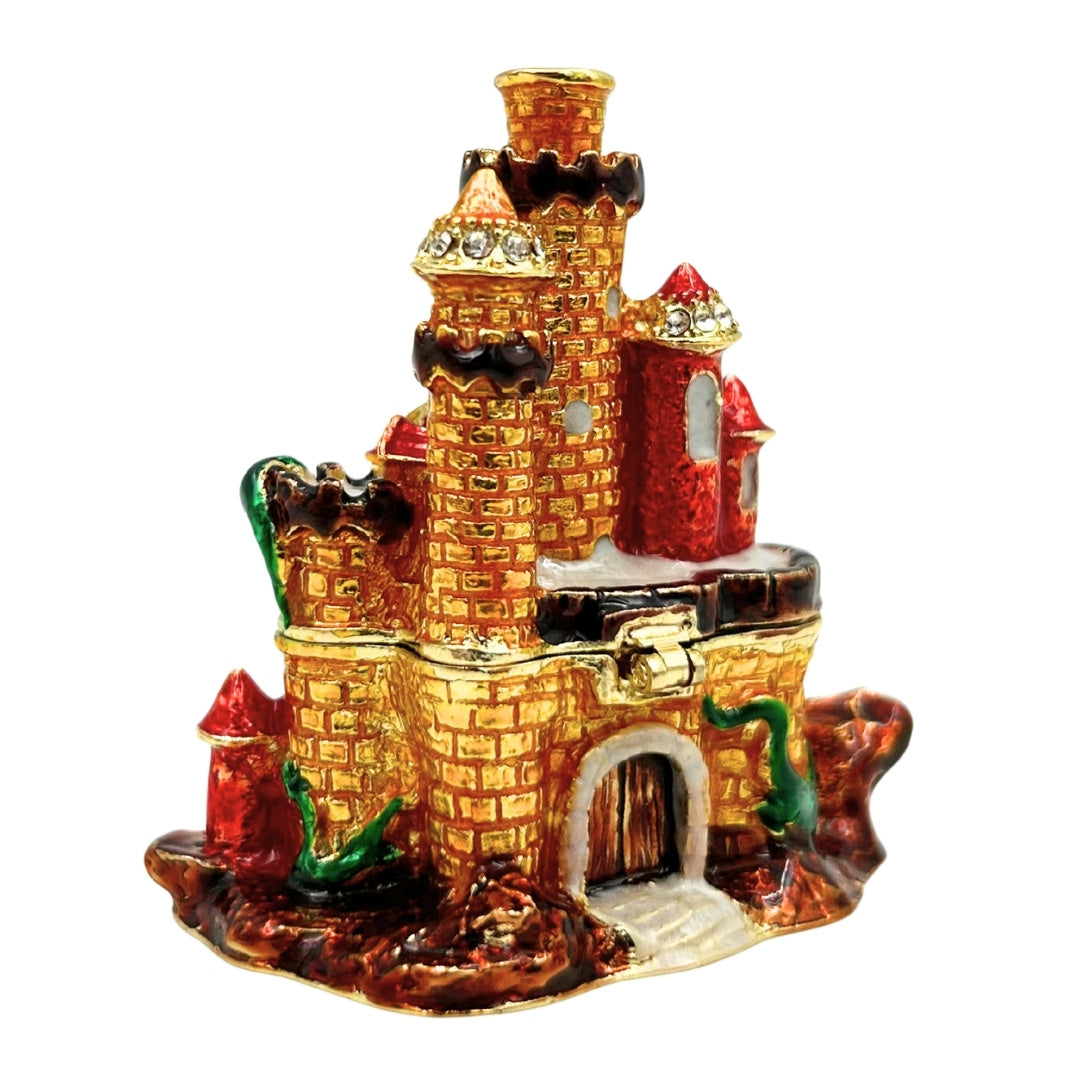 Small Jewelry Trinket Box Decorated with Crystals – Castle – HX580