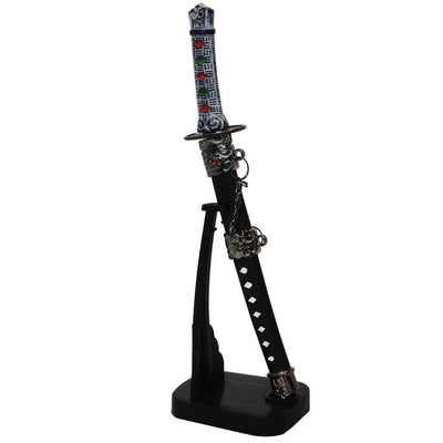 Personalized Samurai Sword-Shaped Letter Opener with Engraving, on a Stand, 21 cm High