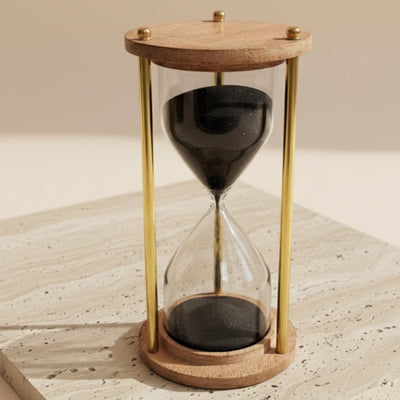 Brass and Wooden Hourglass – 5 Minutes – Elegant Retro Decoration – NC3012V