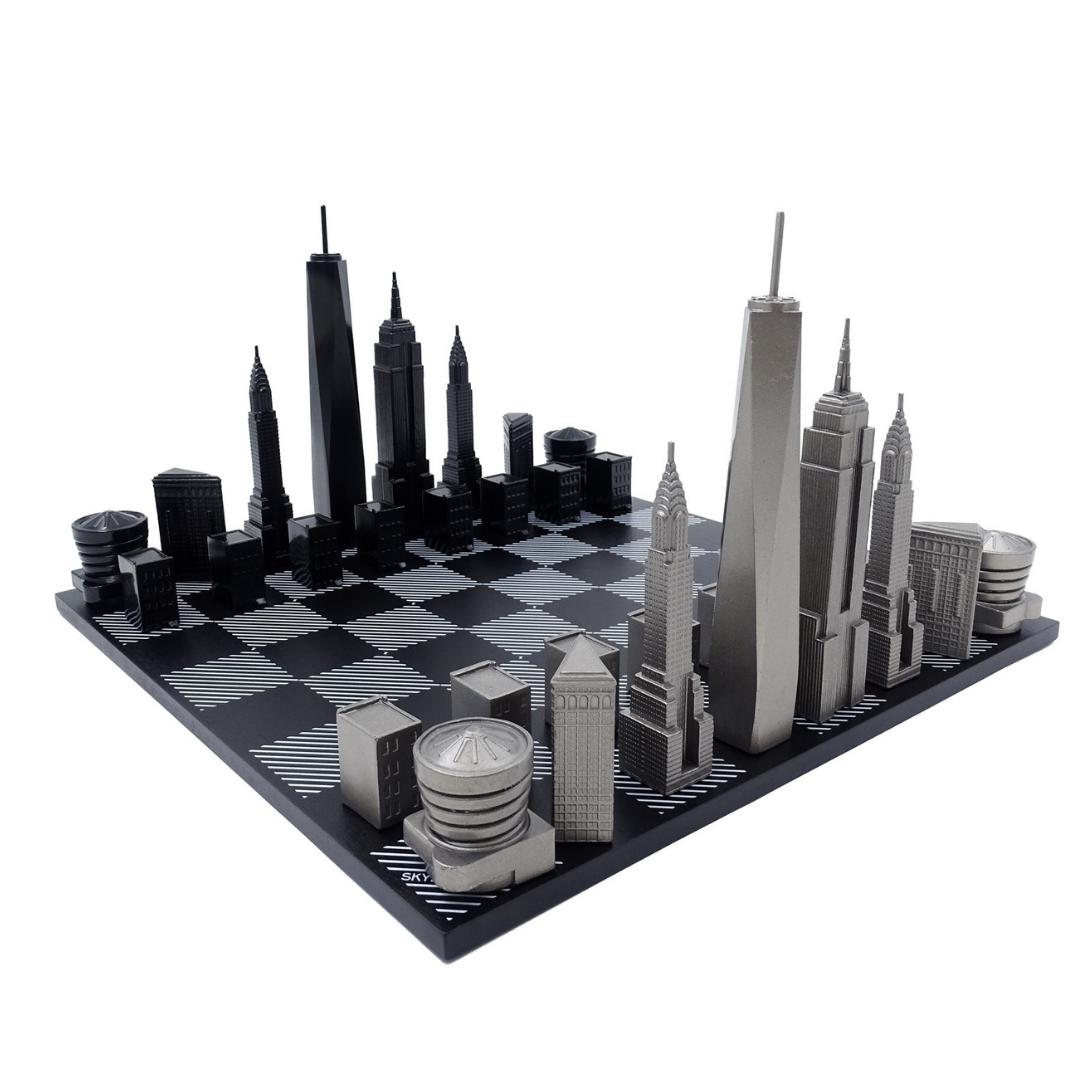 Designer Skyline New York Chess Set in Stainless Steel – NY
