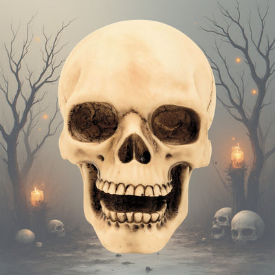 10 cm Skull Figurine with Custom Engraving – Hand-Painted Polyresin Gothic and Dark Style Decoration Gift