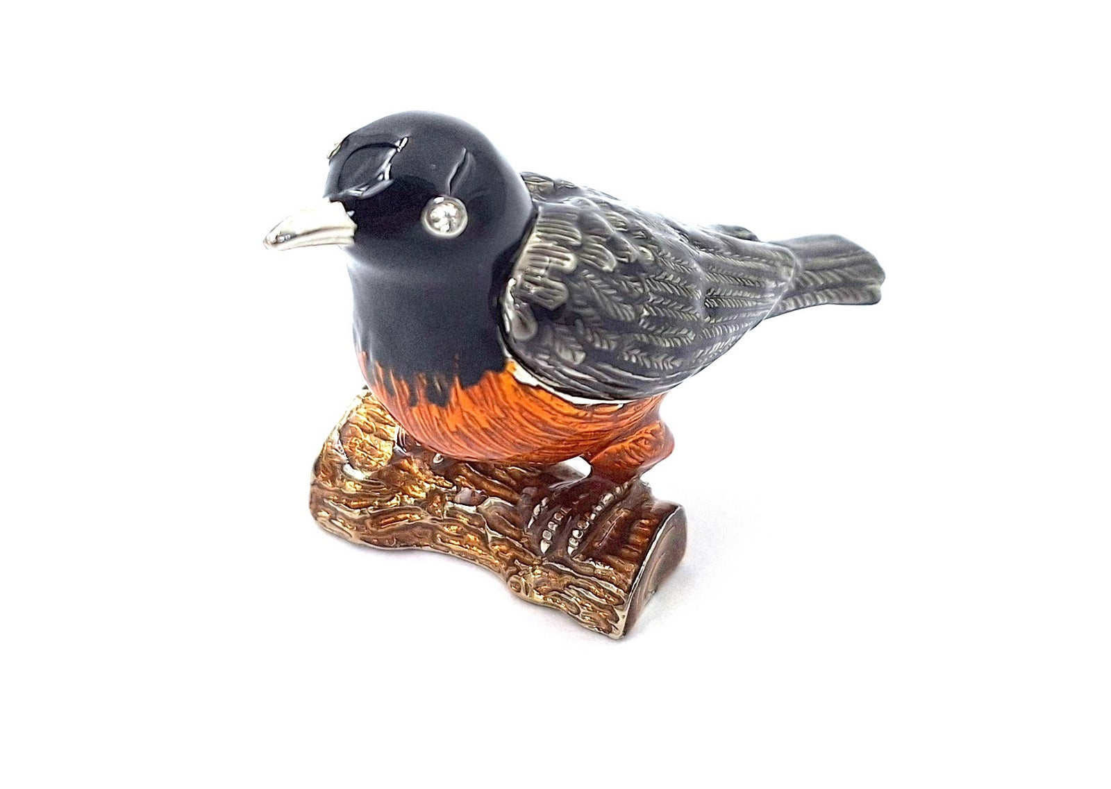 Unique Metal Box Decorated with Crystals - Bird - B0192-02