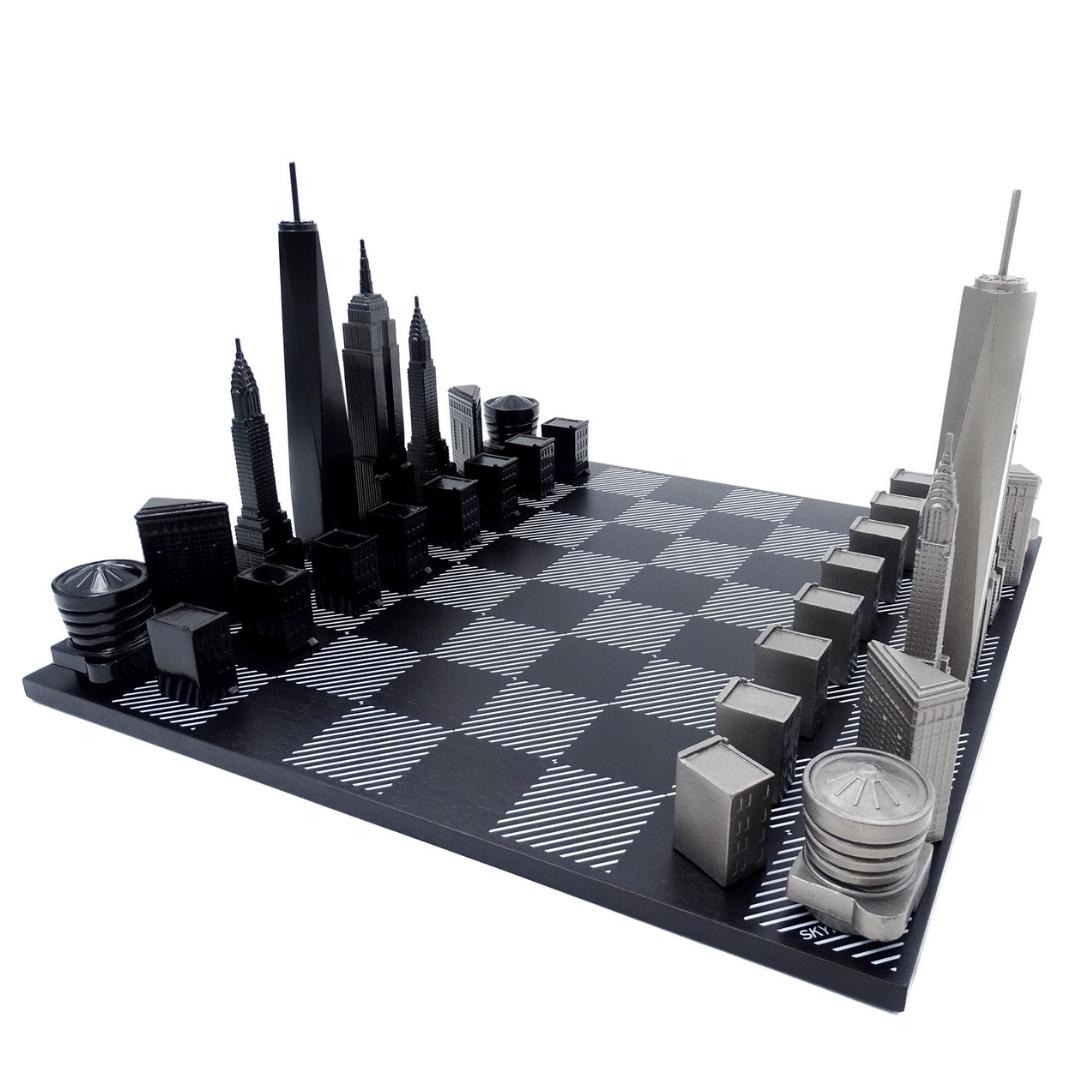 Designové šachy Skyline New York z nerezové oceli – NY