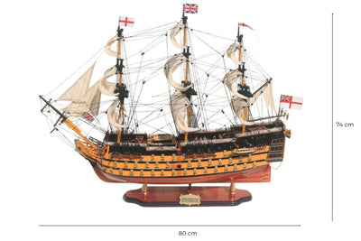 Sestavený model plachetnice HMS Victory 80cm s možností personalizace gravírováním - exkluzivní dekorace jako dárek, ručně vyrobená z exotického dřeva, vysoká kvalita a pečlivé zpracování detailů