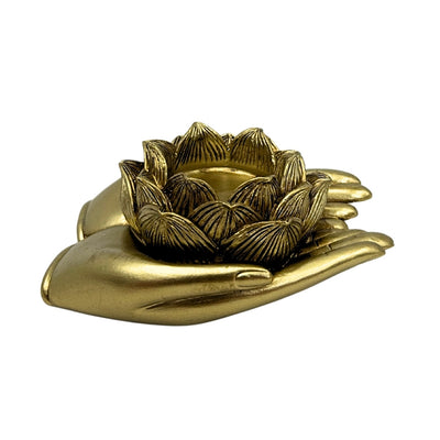 Sfeșnic auriu Glamour pentru lumânare tealight – Mână – 311FJZ