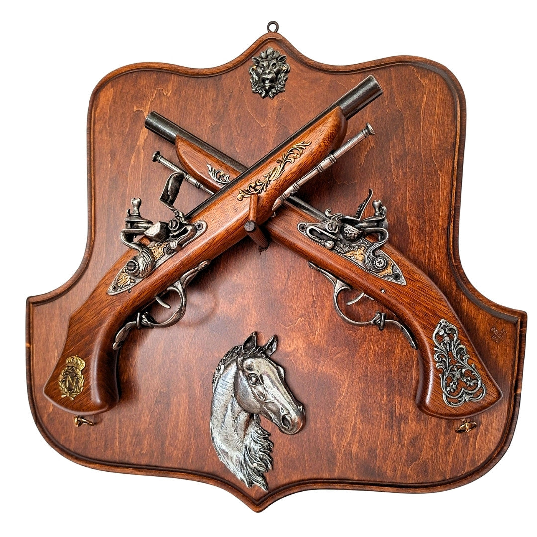 Replicas of 2 Flintlock Pistols on a Hanger – for Wall Mounting TR-236
