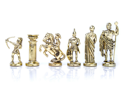 Large Exclusive Brass Chess Set – Gold and Silver - Archers 44x44cm – S10BGS
