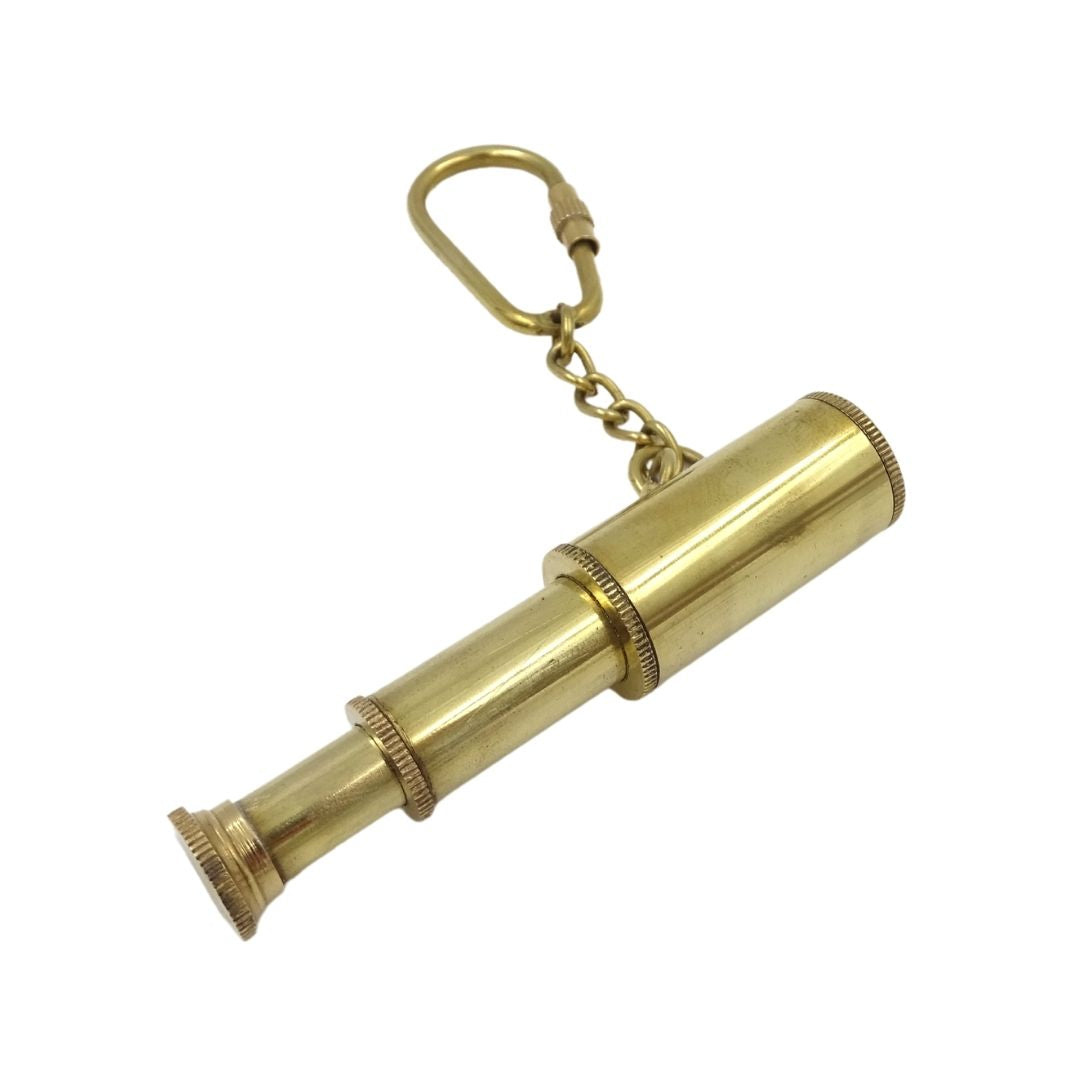 Brass Spyglass Keychain in an Elegant Box – Retro Nautical Gift – KEY-0016A