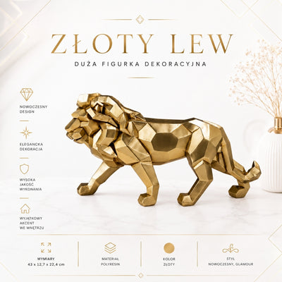 Figurka zlatého lva velká 43cm moderní - 43477Y2