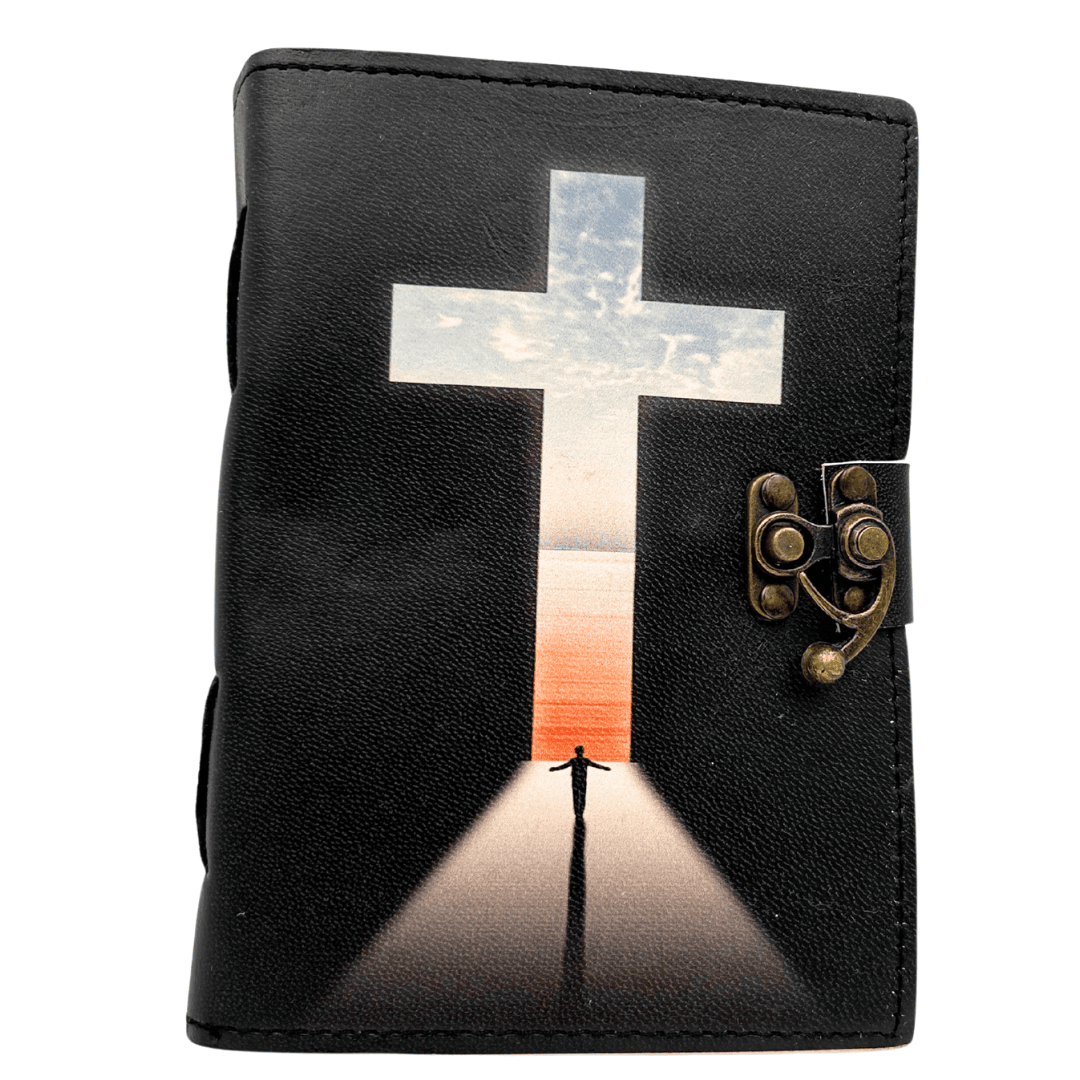 Carnet din piele, cruce religioasă - 200 pagini - AH15