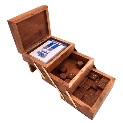 Set elegant de jocuri 3 în 1 - Cărți, zaruri, domino - DNU-101