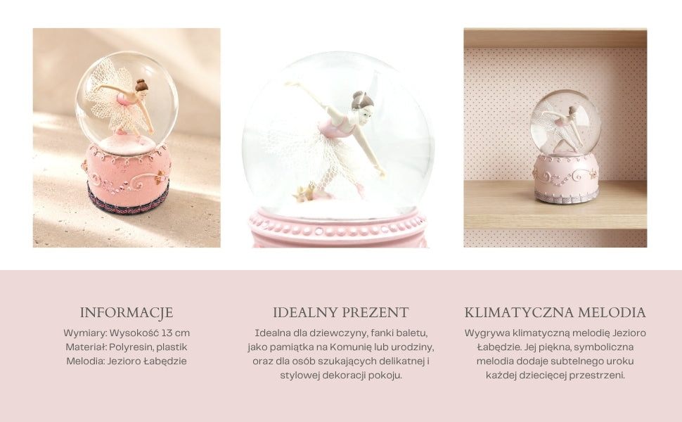 Music Box with Dancing Ballerina in a Glass Globe 12cm - MG-19016