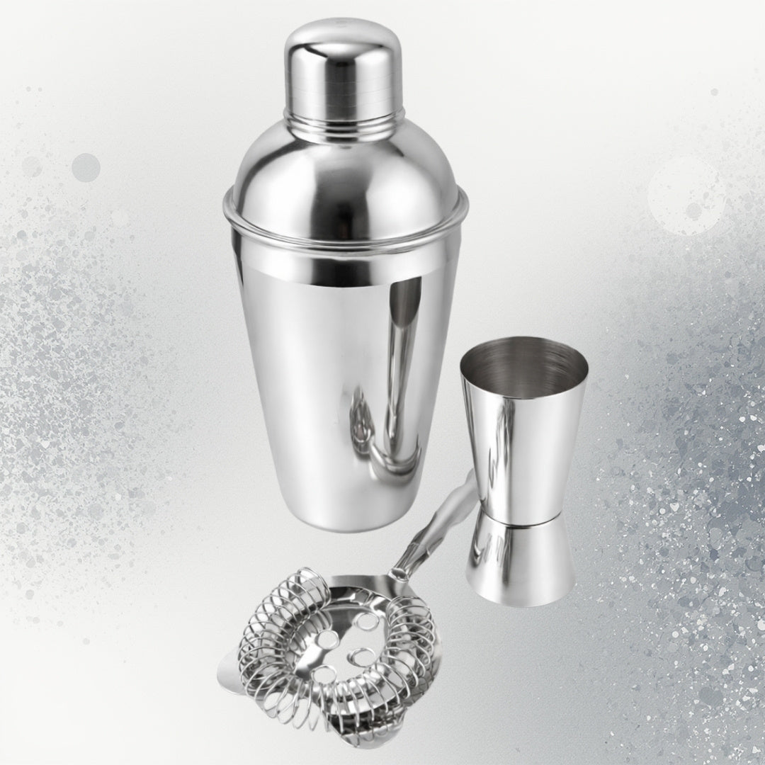 Barmanská sada – 3 prvky Shaker Jigger Strainer - BS48171