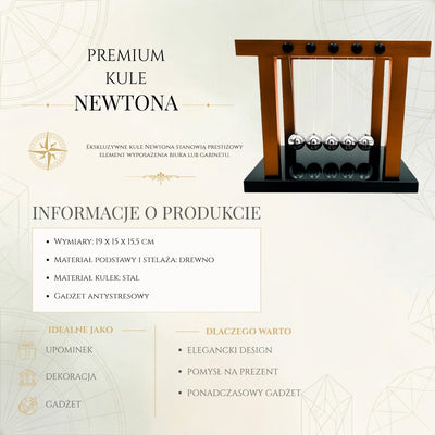 Pendul Newton elegant premium mare pe bază din lemn - YG1300F