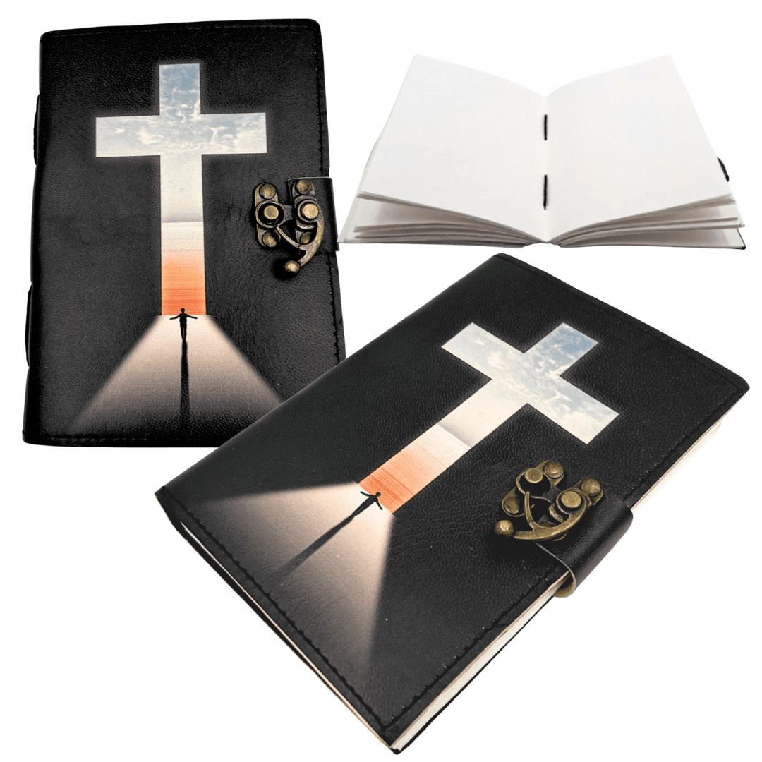 Carnet din piele, cruce religioasă - 200 pagini - AH15