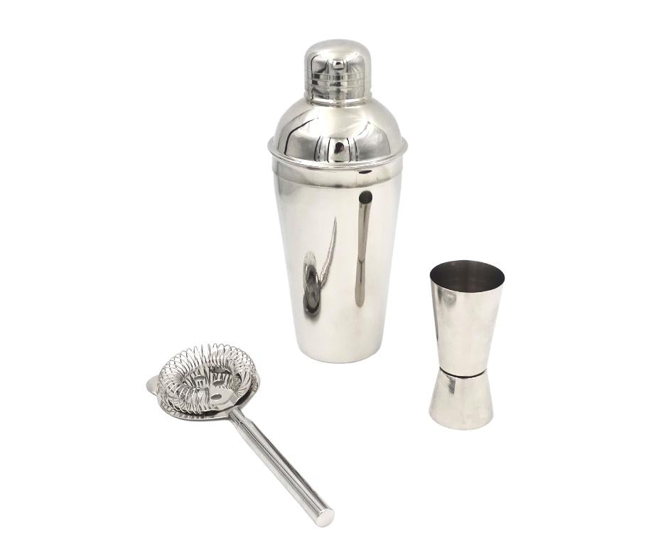 Barmanská sada – 3 prvky Shaker Jigger Strainer - BS48171