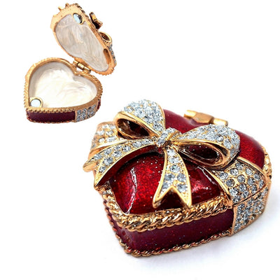 Unique Metal Jewelry Box with Crystals - Heart - B0747-00