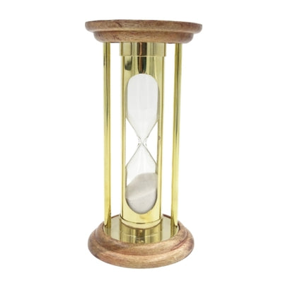 Brass and Wooden Hourglass 5 min Retro Style - NC3031