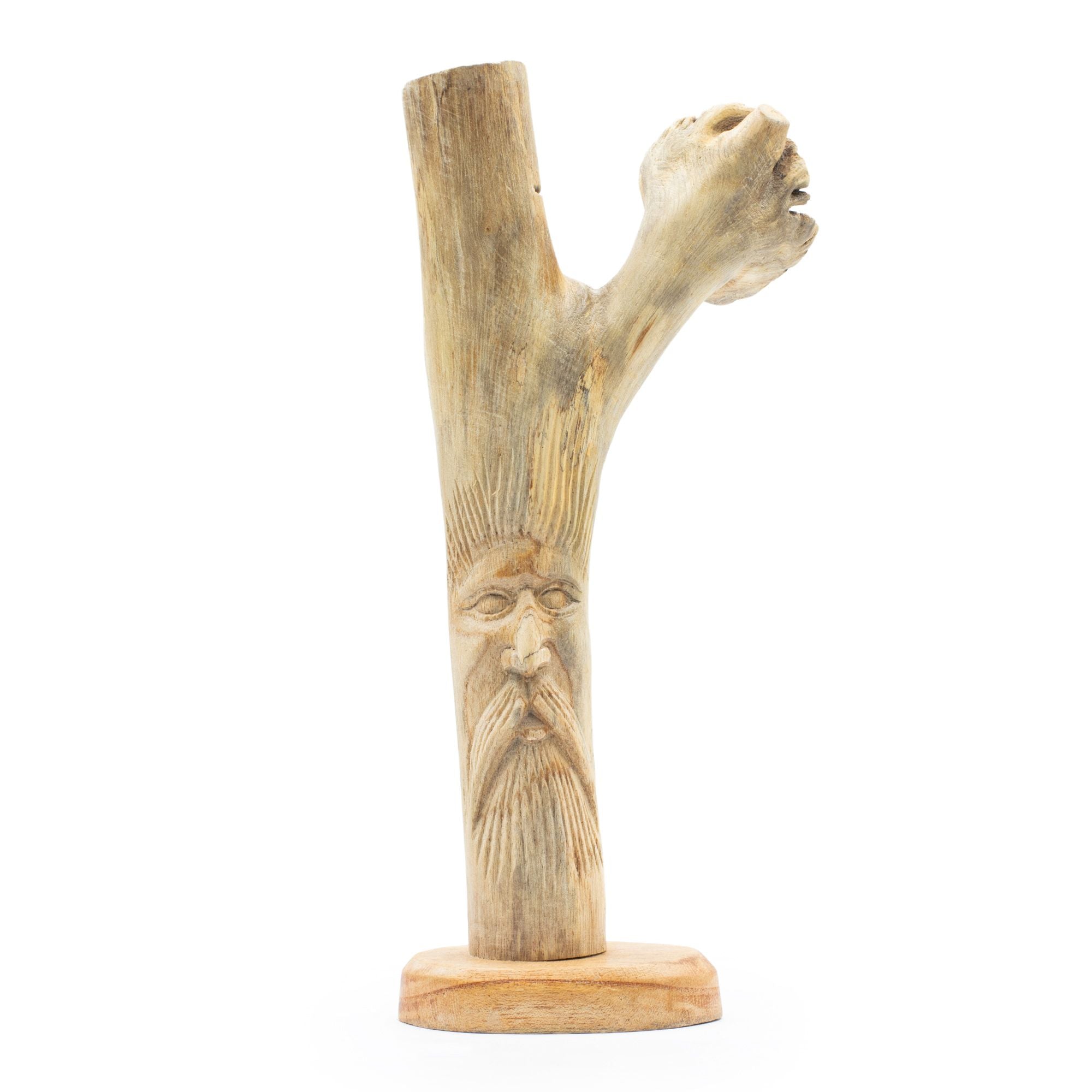 Hand-Carved Green Man Figurines from Parasitic Wood