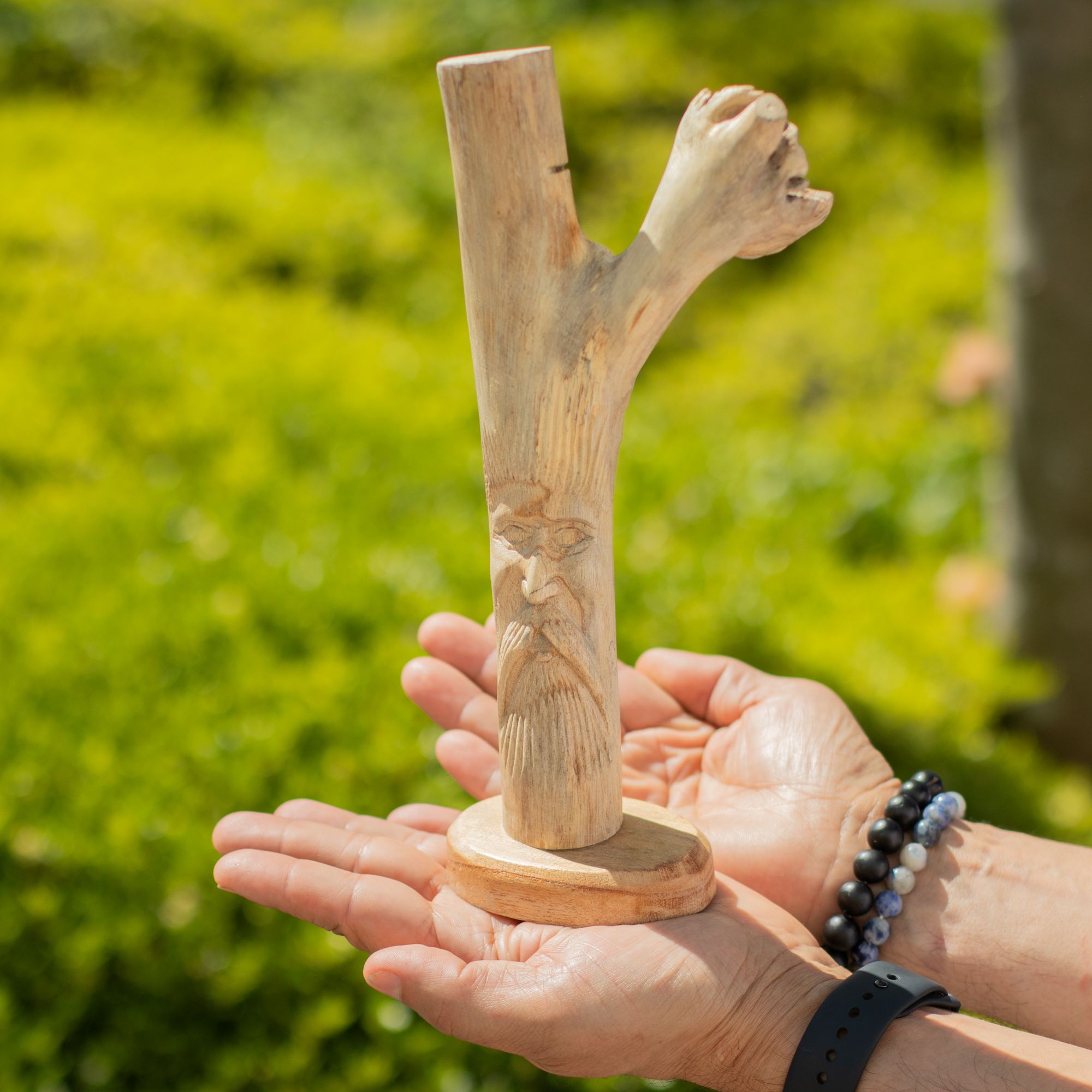 Hand-Carved Green Man Figurines from Parasitic Wood
