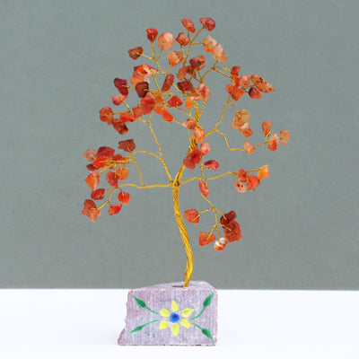 Handmade Carnelian Stone Tree with 80 Stones